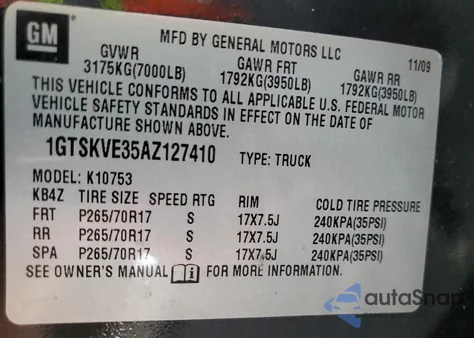 2010 GMC Sierra K1500 Sle from USA, damaged, VIN 1GTSKVE35AZ127410